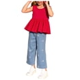 thumbnail image 3 of Cute Flower Summer 2Pcs Outfits Set for Toddler Girls – Short Sleeve T-Shirt and Pants for Gift Summer 2Pcs Gift Outfits Set Girls Summer Set 3-7 Years,6-7 Years, 3 of 9