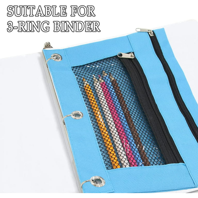 1 Pc Pencil Pouch For 3 Ring Binder Fabric Pencil Case Mesh Pencil Bags  With Zipper Binder Pouches With Double Pockets For School Office Students  Supplies, 9.8 X 7 Inch