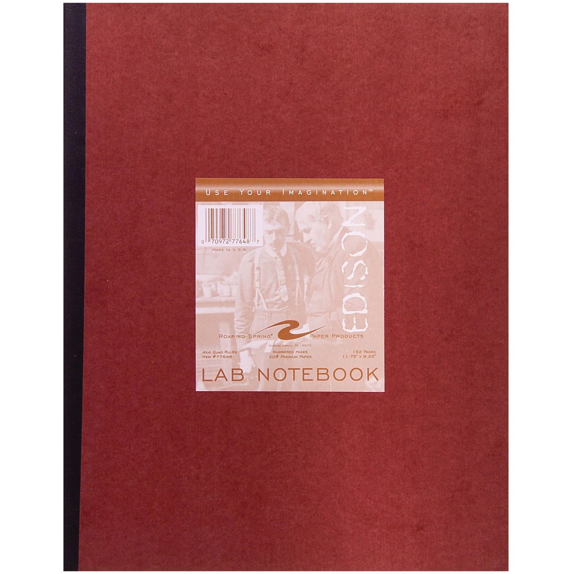 Roaring Spring 4x4 Graph Ruled Oversized Single Copy Lab Book with Numbered Pages, 1 Case (24 Total), 11.75" x 9.25" 152 Pages, Green Paper