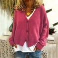 thumbnail image 2 of Ketyyh-chn99 Women's Cardigan Sweater Long Sleeve Solid Color Cardigan Blouse Hot Pink,XL, 2 of 5