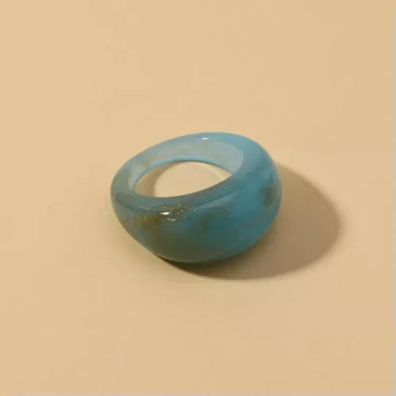 HOOUN Colorful Resin Simple Geometric Round Ring Women Jewelry Vintage Finger Ring-4