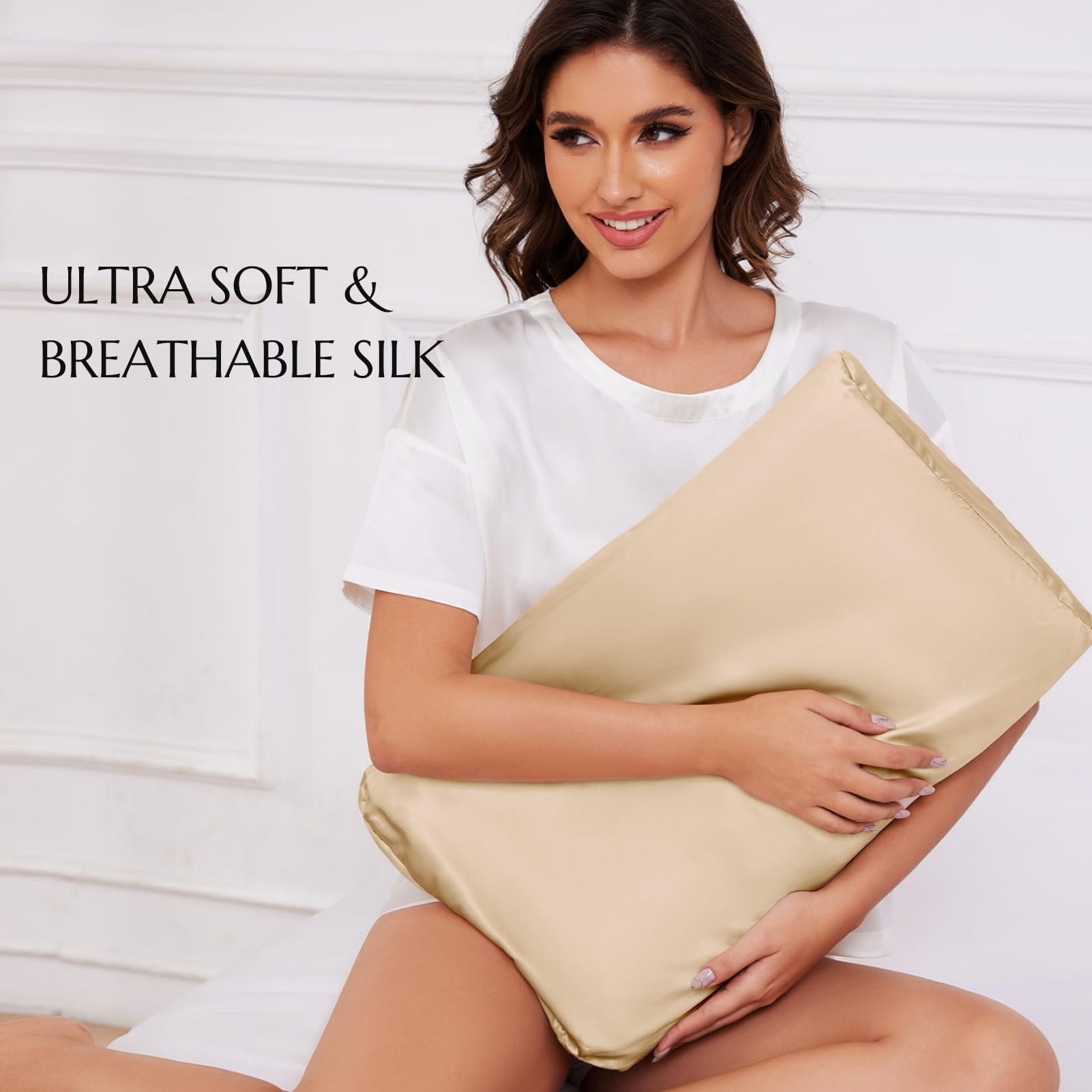 THXSILK Silk Contour Pillowcase for Memory Foam Pillow, 19 Momme Silk Pillow Case for Contoured Support Pillow, Wave Shape Pillow Case,100% Pure Mulberry Silk