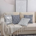 thumbnail image 3 of 4 Pieces Cushion Cover Geometric Pattern Decorative Cushion Cover Cotton Linen Pillowcases (40 x 40 cm, Gray), 3 of 4
