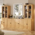 thumbnail image 4 of RichYa 4Pcs Kitchen Pantry Storage Cabinet,Modular Furniture Cabinets with Display Glass Doors,Hutch Buffet Cabinet with Shelves for Dining Room,Wood, 4 of 10