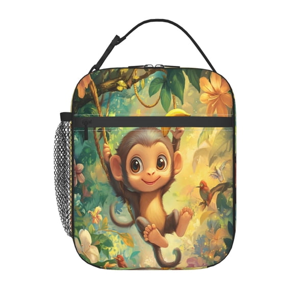 Golden Monkey Lunch Bag for Office Women – Stylish Thermal Insulated Tote with Shoulder Strap, Lightweight for Work or Travel