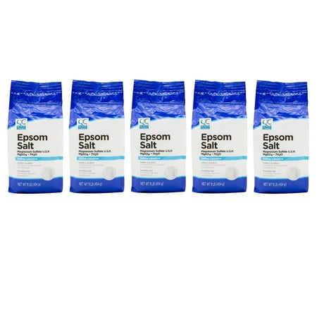 5 Pack Quality Choice Epsom Salt Soaking Solution/Saline Laxative 16 Oz Each