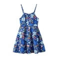 thumbnail image 2 of Sleeveless Summer Dresses Girls Spaghetti Strap Floral Vacation Tiered Dresses Casual Going Out Beach Outfits Dark Blue, 16 Years, 2 of 6
