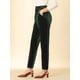 thumbnail image 4 of Pantalón De Terciopelo De Pierna Ancha Elástica Con Bolsillos Y Cintura Alta Para Mujer Verde oscuro XL, 4 of 6