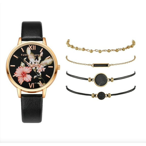 Floral Goldtone Watch