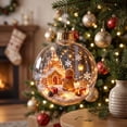 thumbnail image 5 of Clear Acrylic Christmas Snow Globe Ornament, 2D House Scene Ball Pendant for Holiday Tree Decor., 5 of 7