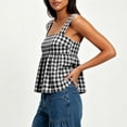 thumbnail image 6 of Feancey Women's Gingham Tank Top Bow Tie Back Casual Peplum Tank Tops Square Neck Sleeveless Babydoll Shirts 2026 Trendy Y2K Clothes Black L, 6 of 9