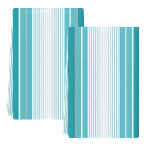 Dish Towels, Turquoise Striped Absorbent Kitchen Towels 2 PCS, Ombre Vertical Stripes Microfiber Hand Towels Dish Cloths Tea Towels for Home Bathroom Cleaning Drying,18X28-Inch,