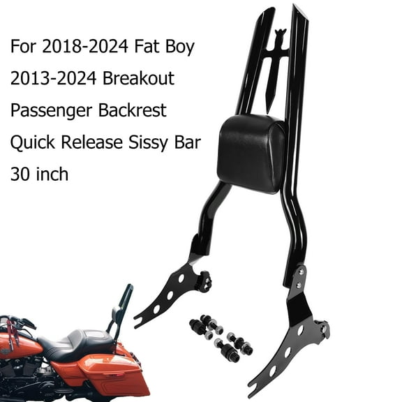 Fjpacemt 30" Sissy Bar Backrest Pad Detachable for Motorcycle Harley Fat Boy FLFBS Breakout 2013-24