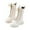 White, variant on Girls White Lace-Up Combat Boots with Side Zipper, Knee-High Lug Sole Dress/School Boots – Toddler/Little/Big Kids