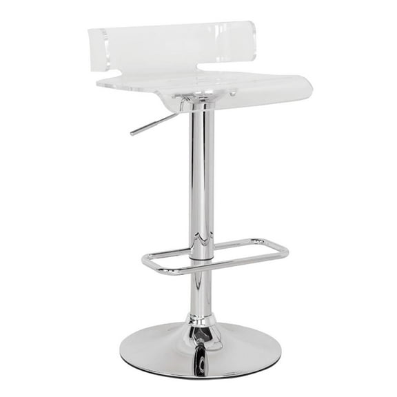 Acme Furniture Rania Modern 31"H Clear Swivel Bar Stool in Chrome Indoor