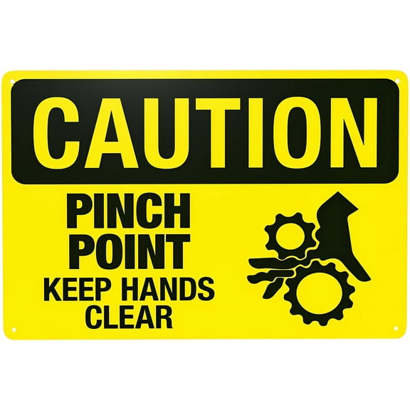 Pinch Point Keep Hands Clear Warning Sign - 8"x12" Security Safety Metal Sign, Vintage Caution Poster for Business Office Home Street Road, Factory Machinery