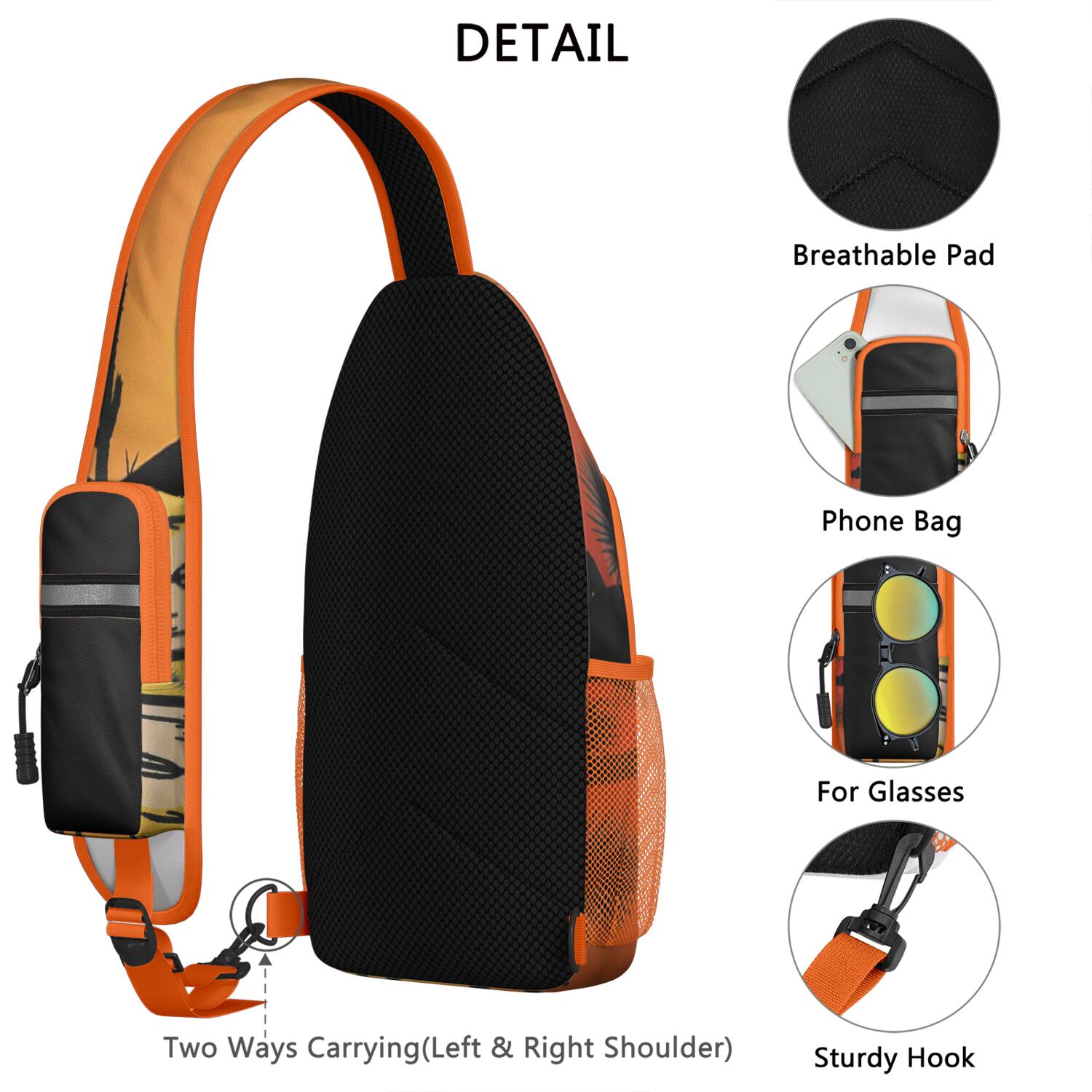 Sling Backpack Small BackpackTravel Sling Bag for Men Women Travelers Cactus Desert