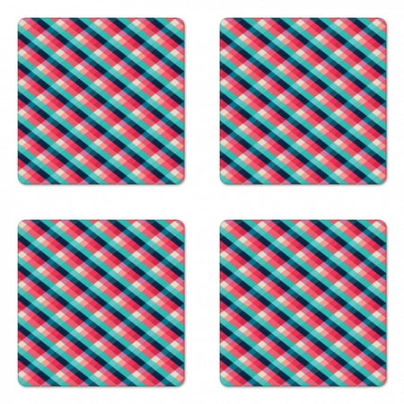 

Geometric Coaster Set of 4 Diagonal Grid Style Rhombuses with Different Colors Abstract Shapes Illustration Square Hardboard Gloss Coasters Standard Size Multicolor by Ambesonne