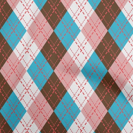 oneOone Silk Tabby Teal Blue Fabric Check Argyle Sewing Fabric By The Yard Printed Diy Clothing Sewing Supplies 42 Inch Wide