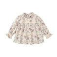 thumbnail image 3 of Bnwani Long Sleeve Toddler T Shirt Cotton White Crew Neck Floral Printed Lace Tops 24 Months, 3 of 7
