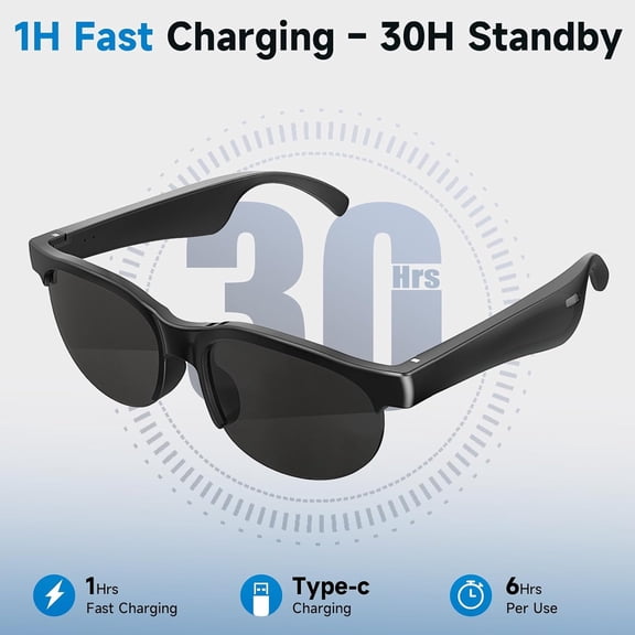 TETSELF AI-powered Bluetooth Glasses: Translate 150 Languages in Real Time, Voice-Activated Calling, Immersive Music, 35g Ergonomic Design, 8-Hour Battery