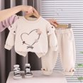 thumbnail image 2 of Toddler Baby Girl Clothes 12 18 Months 2T 3T 4T 5T 6T Fall Winter Outfits Cute Print Long Sleeve Sweatshirt Pant Outfits Khaki Size 3-4 Years, 2 of 6