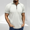 thumbnail image 2 of Dagugfen Tshirts for Men Zipper Lapel V Neck Short Sleeve Fitted Lightweight Leisure Workout Shirts Solid Color, 2 of 7