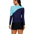 thumbnail image 4 of Women Long Sleeve Surfing Shirt Color Block Rashguard Swimwear, 4 of 4
