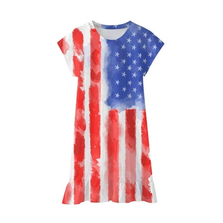 

Toddler Girls Casual Dresses Kids Dresses Clearance Toddler Kids Baby Girls Independence Day Fashion Cute Short Sleeve Star Print Dress