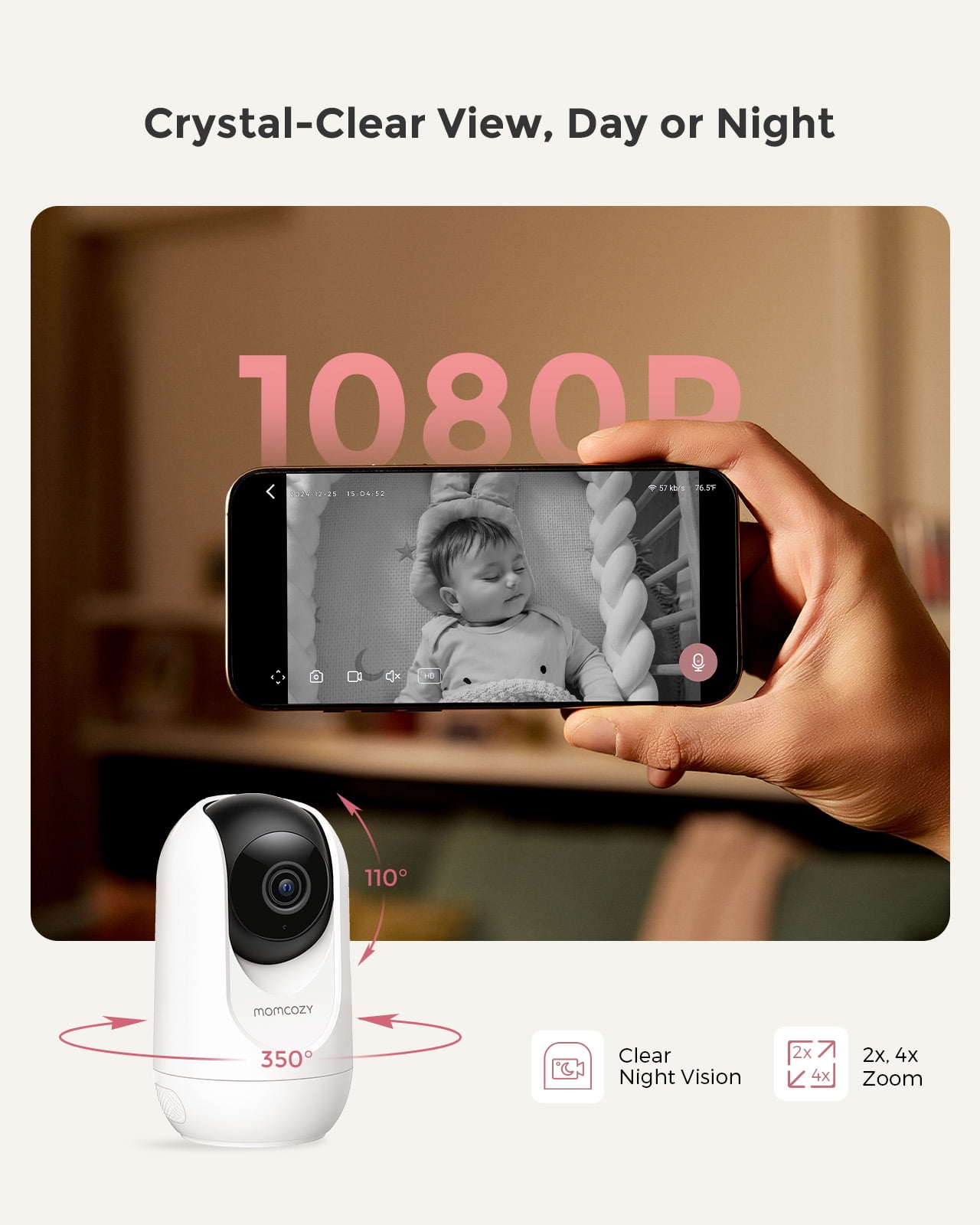 Momcozy 5-Inch Dual-Mode Smart Baby Monitor WiFi Connect BM04