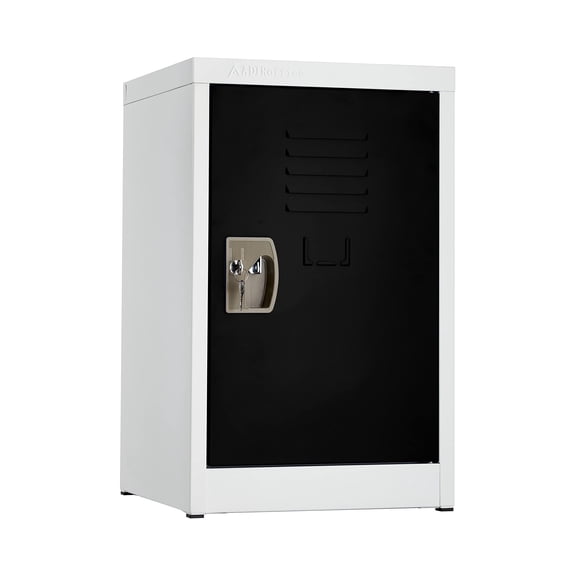 AdirOffice Kids Steel Metal Storage Locker- Heavy Duty Organizer with Key and Hanging Rods- (24 in 1 Door, Black)