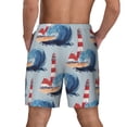 thumbnail image 2 of Lsque Mens Swim Trunks Beacon In The Huge Waves Of The Surf Pattern - Bathing Suit Compression Liner - Beach Swim Shorts Swimwear - (S-3XL) - Stretch Quick Dry -, 2 of 9