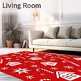 thumbnail image 2 of ODIKA 4'x6' Machine Washable Non-Slip Area Rug, Festive Gingerbread Village Scene With Canes And Snowflakes High Traffic Rug with Pad, Red, 733844, 2 of 8
