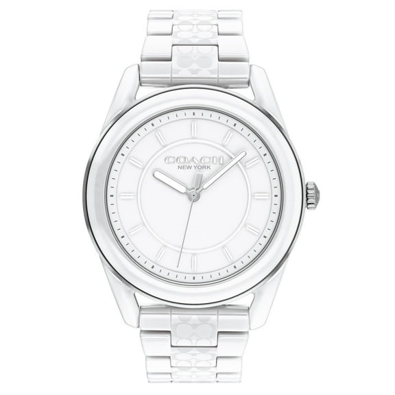 Ladies Preston White Ceramic Signature Logo Watch White Dial