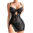 thumbnail image 3 of JSGEK Women Corset Style Cutout High Slit Bodysuit Adjustable Straps Lingerie for Romantic Date Night Black L, 3 of 6
