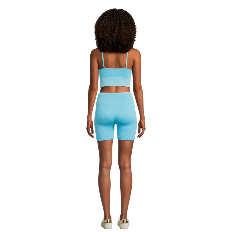 No Boundaries Knit Cami Bra and Bike Shorts Set women's Plus