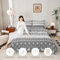thumbnail image 3 of jejeloiu Neutral Border King Size Comforter Sets For Men Women,Classic Print Comforters King Size,Gray White,Reversible,3 Pieces,1 Comforter and 2 Pillowcases, 3 of 7