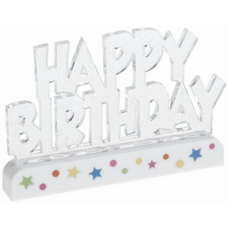 Flashing Happy Birthday Cake Decoration, 1ct