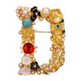 thumbnail image 2 of Wentin Reduced Brooch Crystal Pearl Initial Brooch Gold Plated Enamel Colored Letter Letter Brooch Brooch Jewelry, 2 of 9