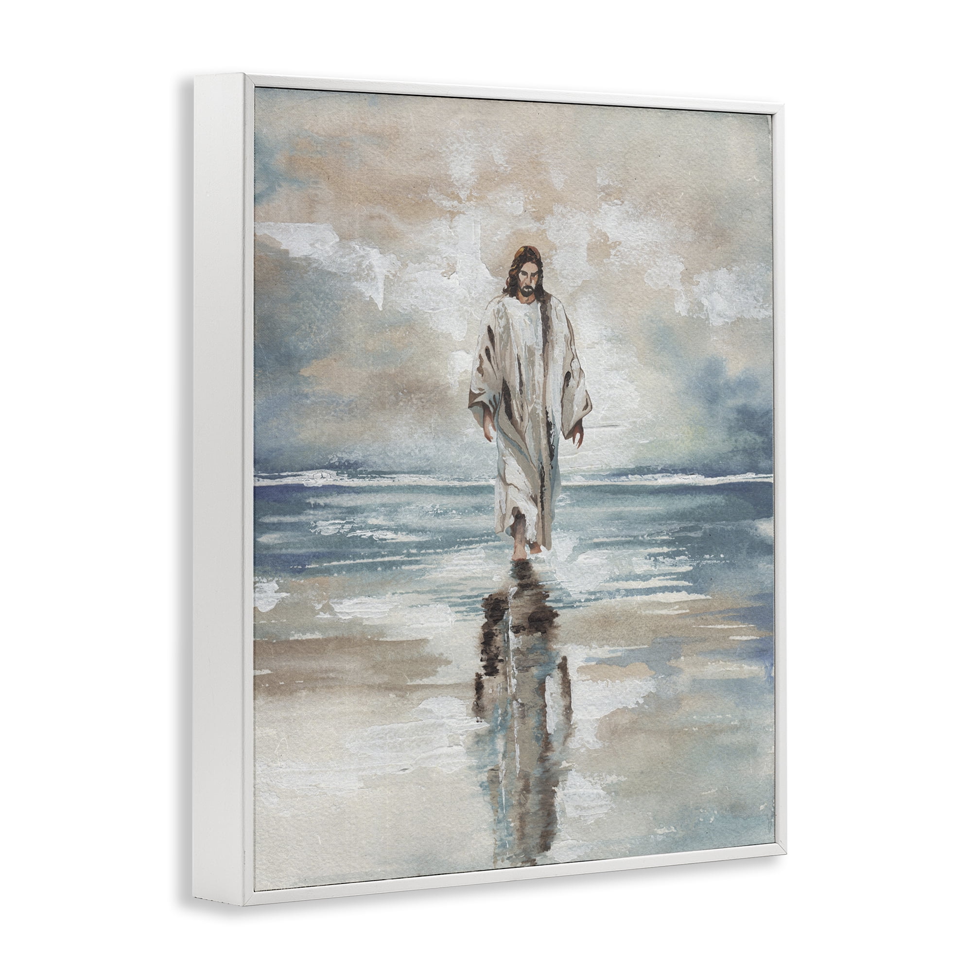 Stupell Industries Jesus on Water White Framed Giclee Art, design by Elizabeth Medley