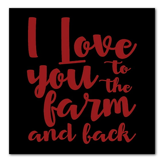 DistinctInk Custom Bumper Sticker - 3" x 3" Decorative Decal - Black Background - I Love You To The Farm And Back