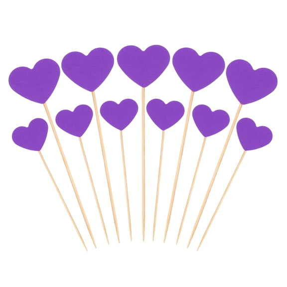 Uxcell 50Pcs Heart Cupcake Toppers Star Cupcake Picks Birthday Decoration Purple
