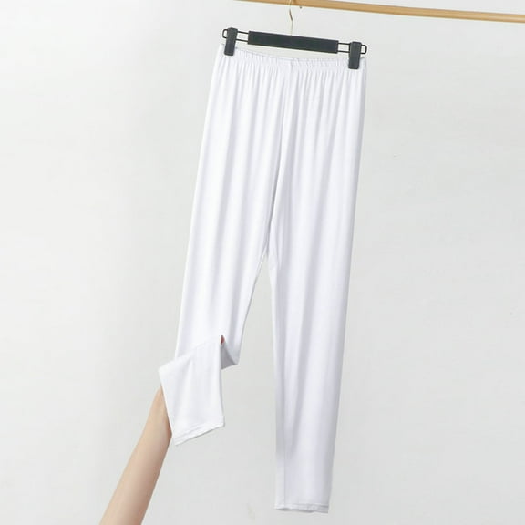 Sakmal Pleated Women's Pants High Waisted Taper Legging Plus Size Solid White Ankle Length Pants
