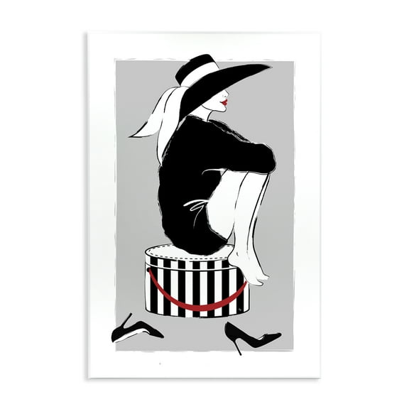 Stupell Industries Sitting On Hat Box Novelty Painting Unframed Art Print Wall Art, 10 x 15