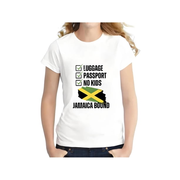 1pc Women'S Casual Polyester T-Shirt with "Jamaica Bound" Print, Crew Neck, Short Sleeve, Knit Fabric, All-Season Top