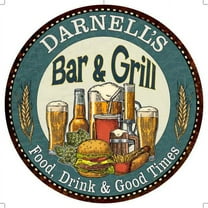 DARNELL'S Bar and Grill 14" Round Metal Sign Kitchen Wall Decor 100140023386