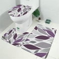 thumbnail image 2 of Purple Leaf Pattern Bathroom Rugs Sets 3 Piece,Toilet Cover Set,Absorbent Non Slip Bathroom Mats Sets with U-Shaped Contour Rug Toilet Rug Set, 2 of 5