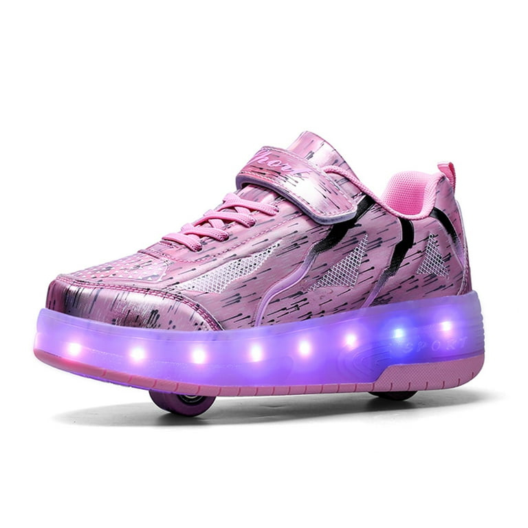 KOFUBOKE Pink Teen Roller Shoes LED Shoes Size 1 Unisex Walmart