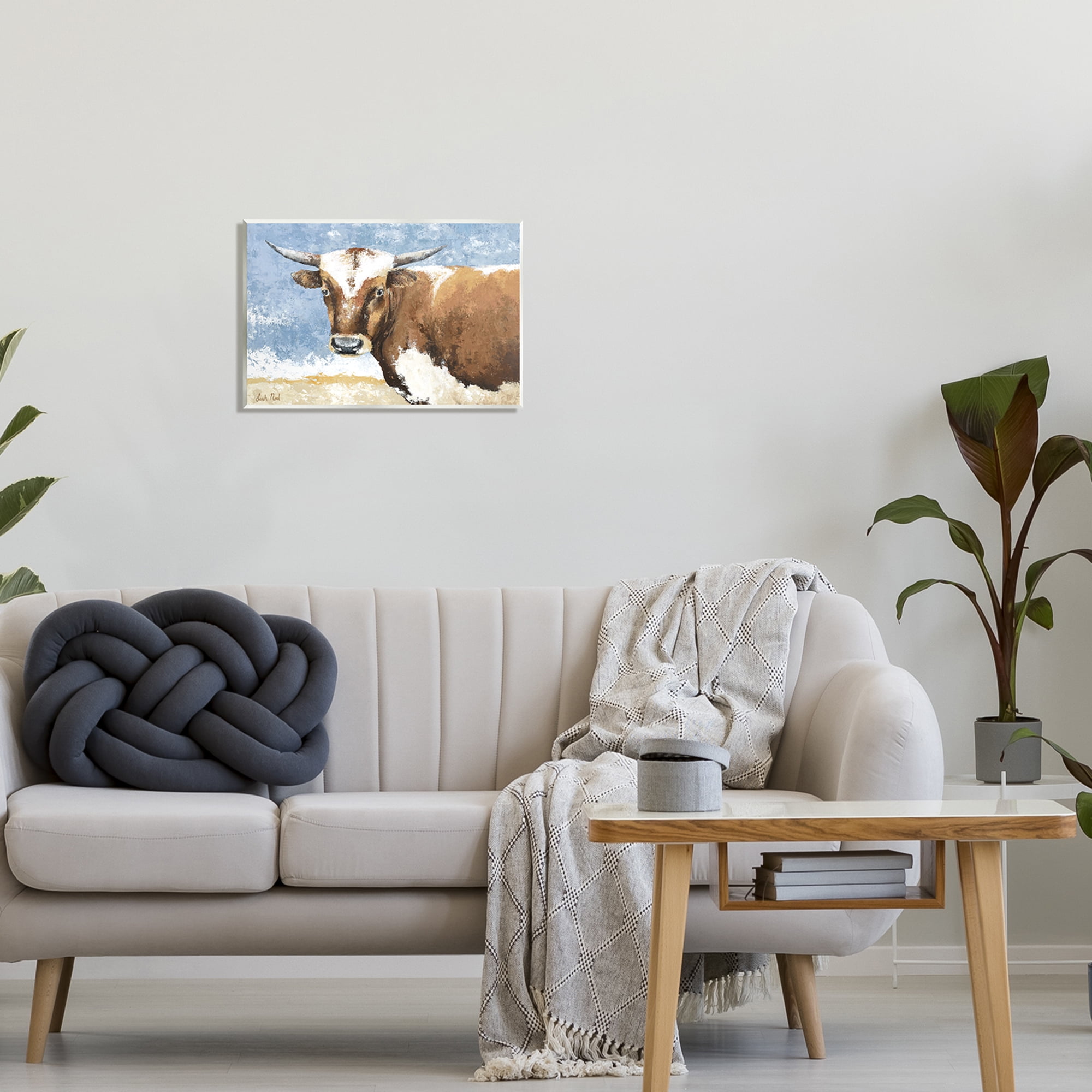 Stupell Industries Abstract Cow Calf Animals & Insects Painting Unframed Art Print Wall Art, 19 x 13
