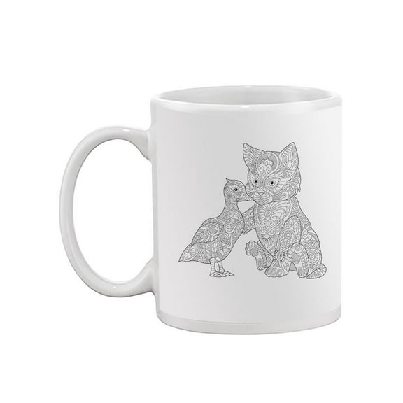 Cat And Duck In Zentangle Style Mug - Image by Shutterstock